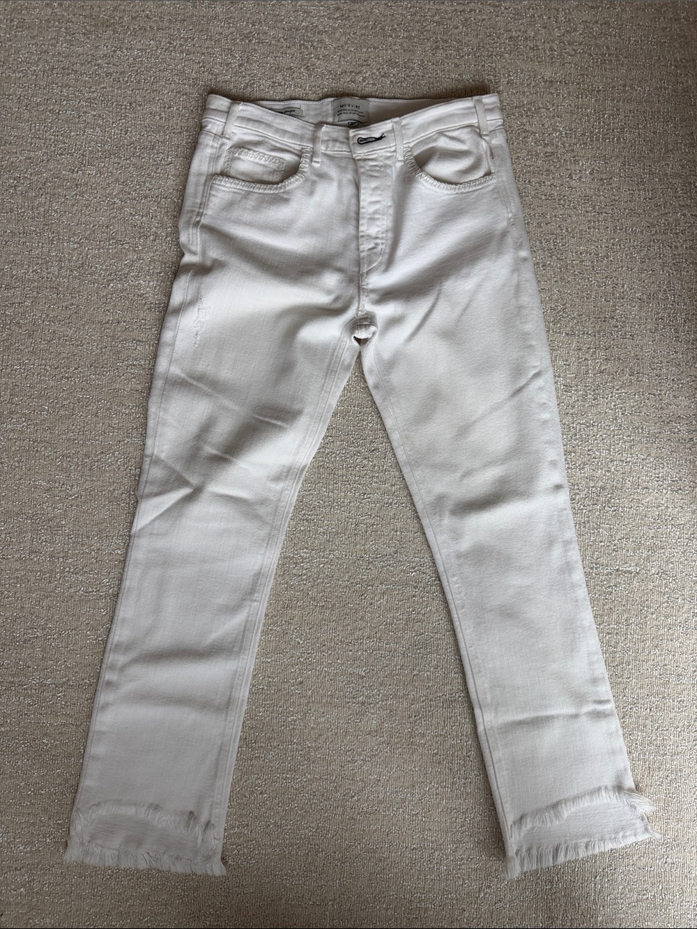 McGuire Denim White Jeans with Frayed Hem